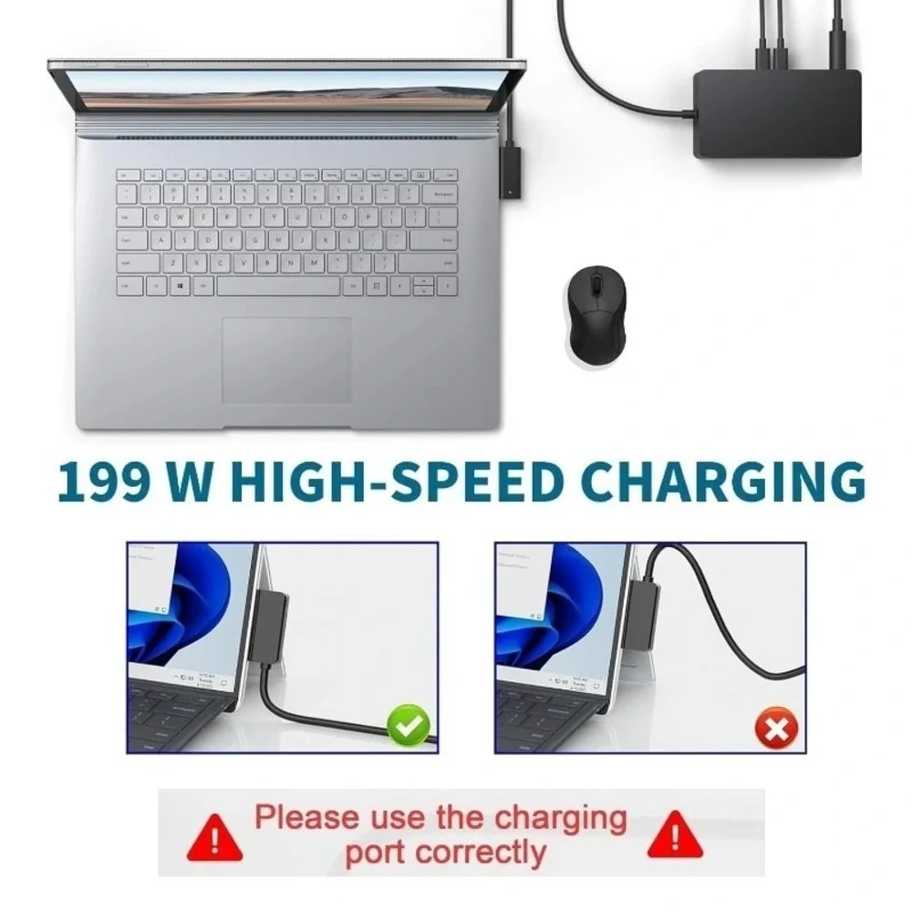 199W Surface Pro Charger For Surface Pro‎ Laptop 9/8/7/6/5/4/3 Surface Go 3/2/1